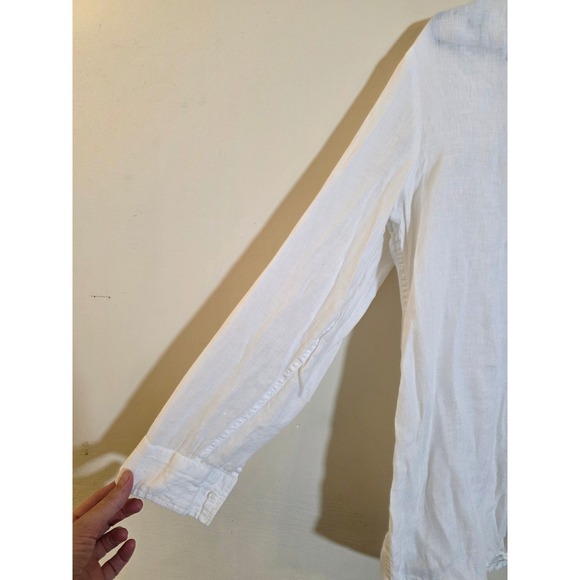 GAP Boyfriend Shirt 100% Linen White Long Sleeve Button Down 875983-03 Medium - Picture 5 of 10